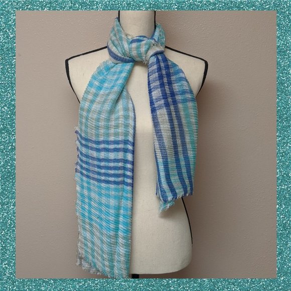 COLLECTION XIIX 'SHIMMER BLUES' Paisley Wrap/Scarf - Picture 1 of 9